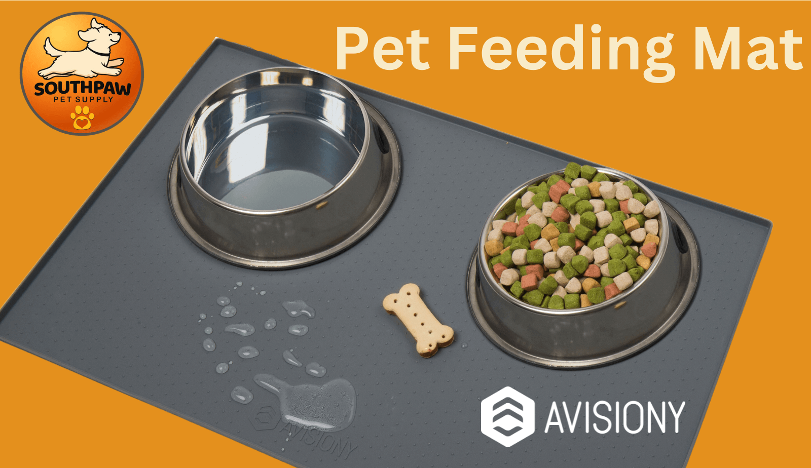 Avisiony Waterproof Pet Feeding Mat by SouthPaw Pet Supply, keep floors clean,